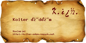 Kolter Ádám névjegykártya